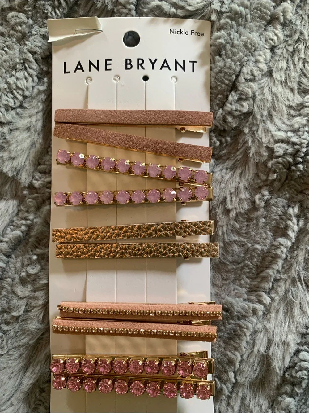 Lane Bryant Gold & Pink Rhinestone Hair Clip Set, New with Tags